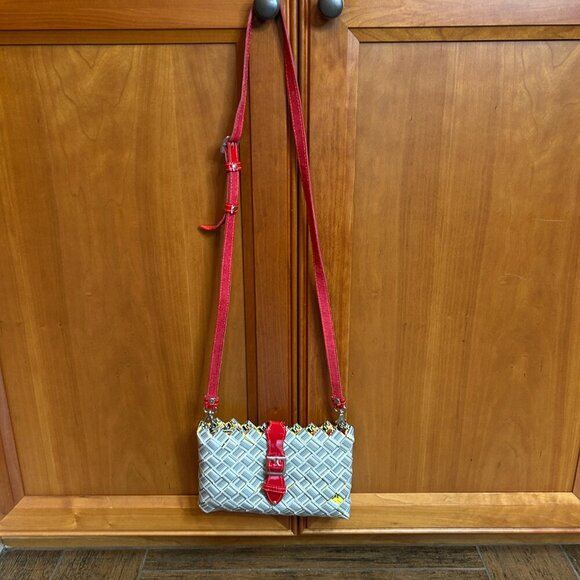 Nahui Ollin Barcode Crossbody with Red Accent Strap and Buckle NWOT - Picture 12 of 12